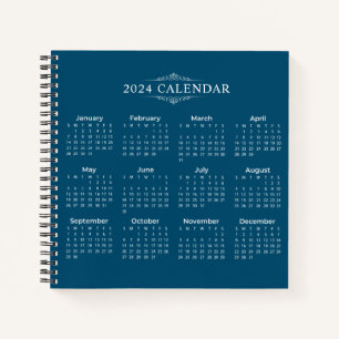 Einfach aber elegant Blue 2024 Calendar Notebook Notizbuch
