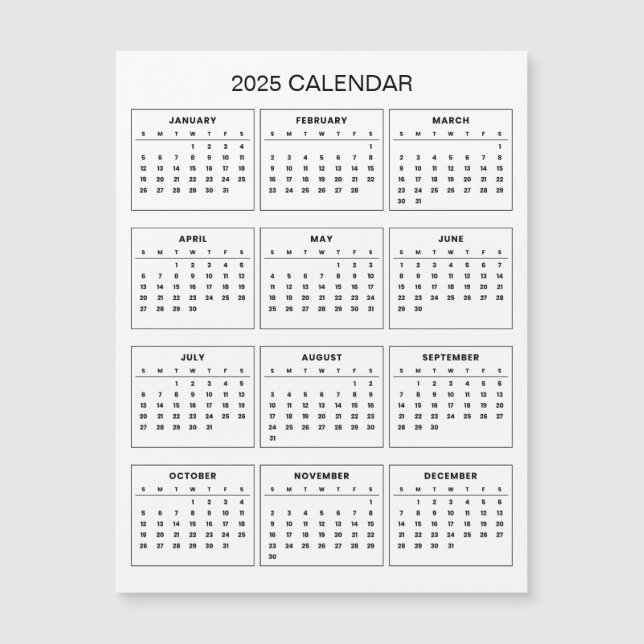 Einfach aber elegant - Kalender 2025 | Magnetkarte (Vorderseite)