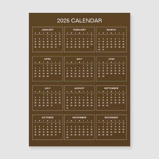 Einfach aber elegant - Kalender 2025 | Magnetkarte (Vorderseite)