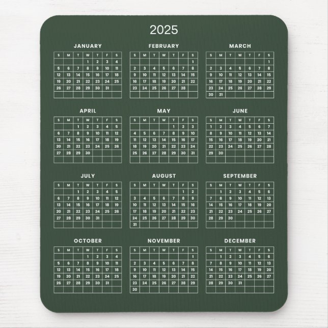Einfach aber elegant - Kalender 2025 | Mousepad (Vorne)