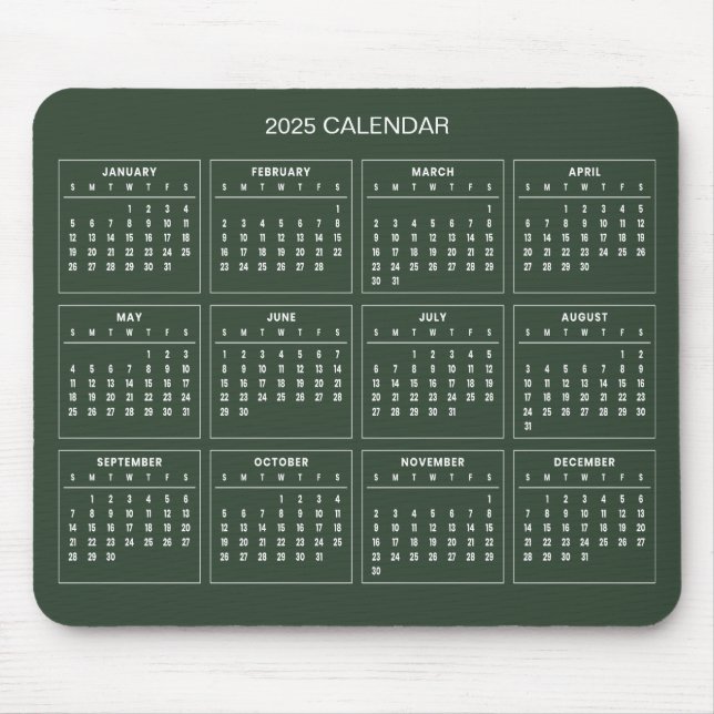 Einfach aber elegant - Kalender 2025 | Mousepad (Vorne)