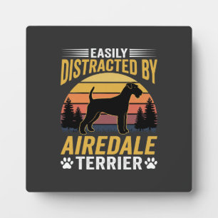 Einfach abgelenkt durch Airedale Terrier Retro Hun Fotoplatte