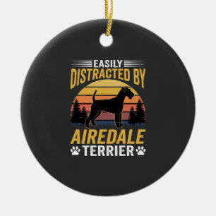 Einfach abgelenkt durch Airedale Terrier Retro Hun Keramik Ornament