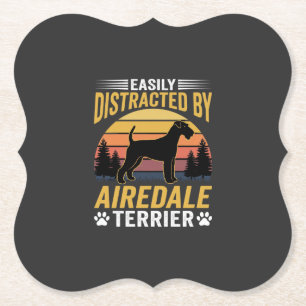 Einfach abgelenkt durch Airedale Terrier Retro Hun Untersetzer