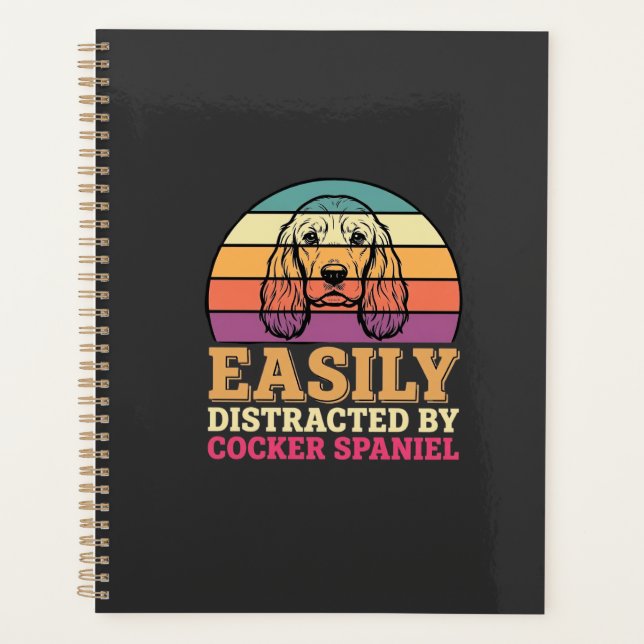 Einfach abgelenkt durch Cocker Spaniel Retro Hund Planer (Vorderseite)