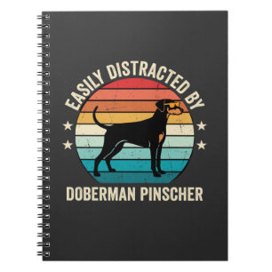 Einfach abgelenkt durch Dobermann Retro-Sonnenunte Notizblock