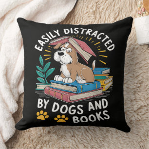 Einfach abgelenkt durch Hunde und Bücher Lustige H Kissen