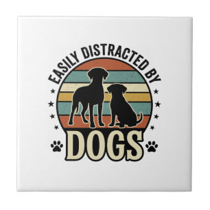 Einfach abgelenkt durch Hunde Vintage Silhouette D Fliese