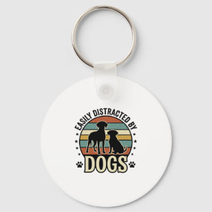 Einfach abgelenkt durch Hunde Vintage Silhouette D Schlüsselanhänger