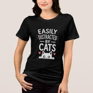 Einfach abgelenkt durch Katzen Lustiger Katzenlieb Tri-Blend Shirt