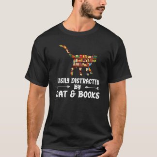 Einfach abgelenkt durch Katzen und Bücher lesende  T-Shirt
