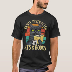Einfach abgelenkt durch Katzen und Bücher Lustige T-Shirt