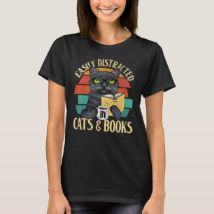 Einfach abgelenkt durch Katzen und Bücher Lustige  T-Shirt