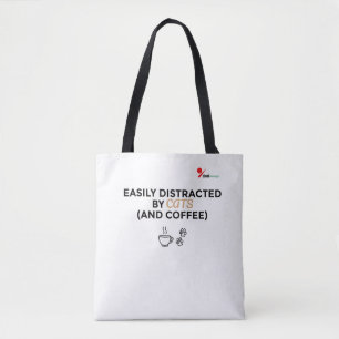 Einfach abgelenkt durch Katzen (und Kaffee) Lustig Tasche