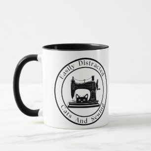 Einfach abgelenkt durch Katzen und Nähen Tasse