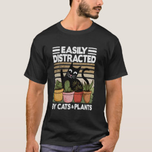 Einfach abgelenkt durch Katzen und Pflanzen Garten T-Shirt