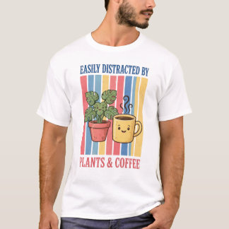 Einfach abgelenkt durch Pflanzen und Kaffee Vintag T-Shirt