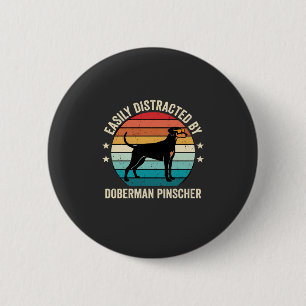 Einfach abgelenkt von Dobermann Retro-Sonnenunterg Button
