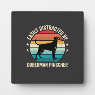 Einfach abgelenkt von Dobermann Retro-Sonnenunterg Fotoplatte