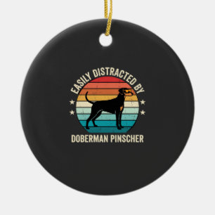 Einfach abgelenkt von Dobermann Retro-Sonnenunterg Keramik Ornament
