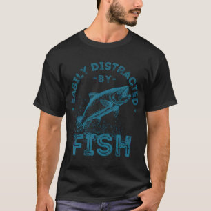 Einfach abgelenkt von Fischen, lustiger Angel-Spru T-Shirt
