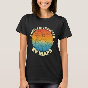 Einfach abgelenkt von Karten Geografielehrer Geogr T-Shirt