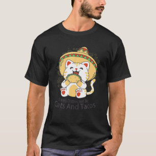 Einfach abgelenkt von Katzen und Acos Zitat Katze T-Shirt