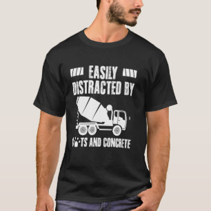 Einfach abgelenkt von Katzen und Betonarbeiter-Cre T-Shirt