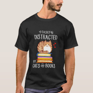 Einfach abgelenkt von Katzen und Büchern Leseliebh T-Shirt