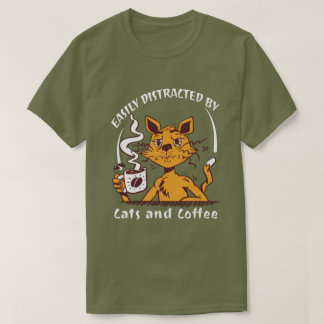Einfach abgelenkt von Katzen und Kaffee Lustige Ka T-Shirt