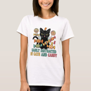 Einfach abgelenkt von Katzen und Süßigkeiten T-Shirt