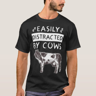 Einfach abgelenkt von Kühen Farmjunge und Farmmädc T-Shirt
