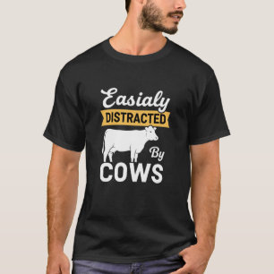 Einfach abgelenkt von Kühen Lustiger Bauernhof-Tie T-Shirt