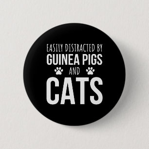 Einfach abgelenkt von Meerschweinchen und Katzen Button
