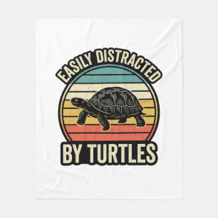 Einfach abgelenkt von Schildkröten Vintage Grafik- Fleecedecke