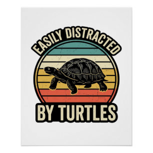 Einfach abgelenkt von Schildkröten Vintage Grafik- Poster