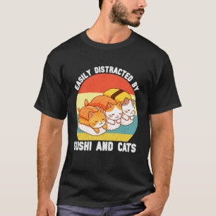Einfach abgelenkt von Sushi und Katzen Frauen Mädc T-Shirt