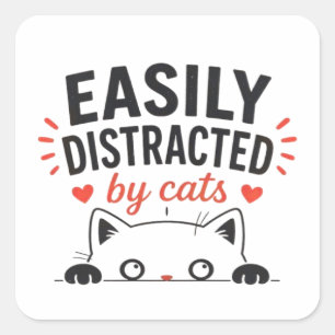Einfach abgelenkt von süßen Katzen Minimaler Katze Quadratischer Aufkleber