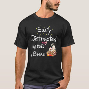 Einfach abgelenkte Katze und Buch T-Shirt
