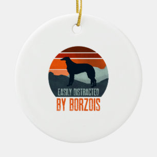 Einfach Ablenkbar Durch Borzois Beim Spazierengehe Keramik Ornament