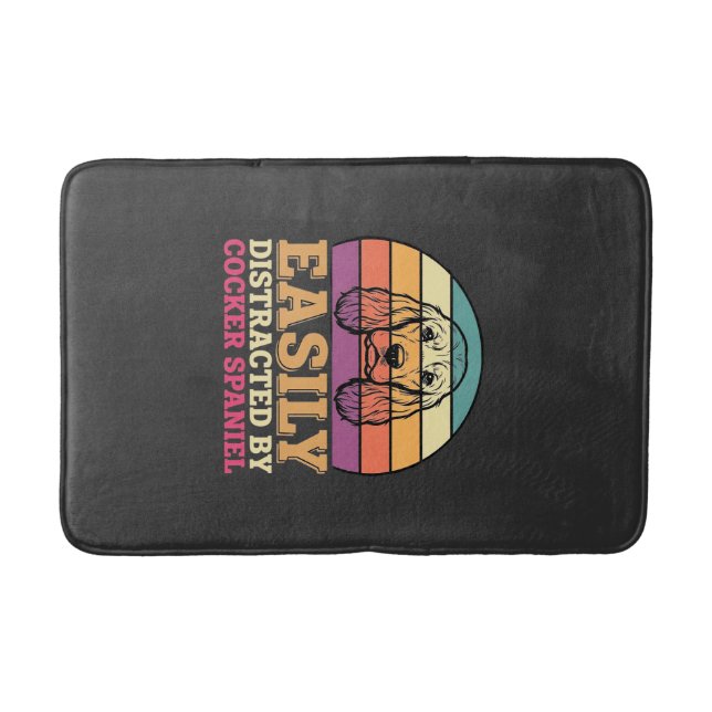Einfach ablenkbar durch Cocker Spaniel Retro Hund Badematte (Vorderseite)
