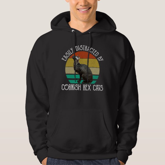 Einfach Ablenkbar Durch Cornish Rex Katzen Hoodie (Vorderseite)