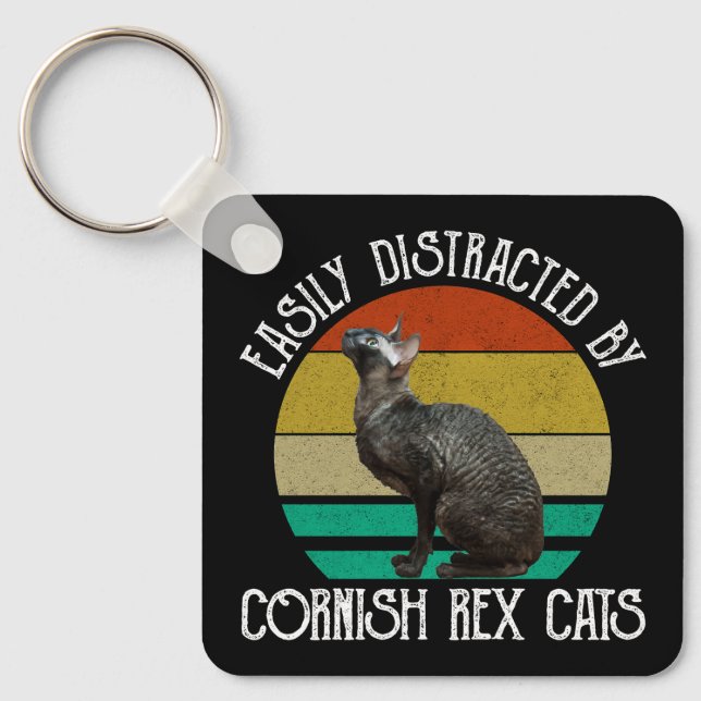 Einfach Ablenkbar Durch Cornish Rex Katzen Schlüsselanhänger (Vorderseite)