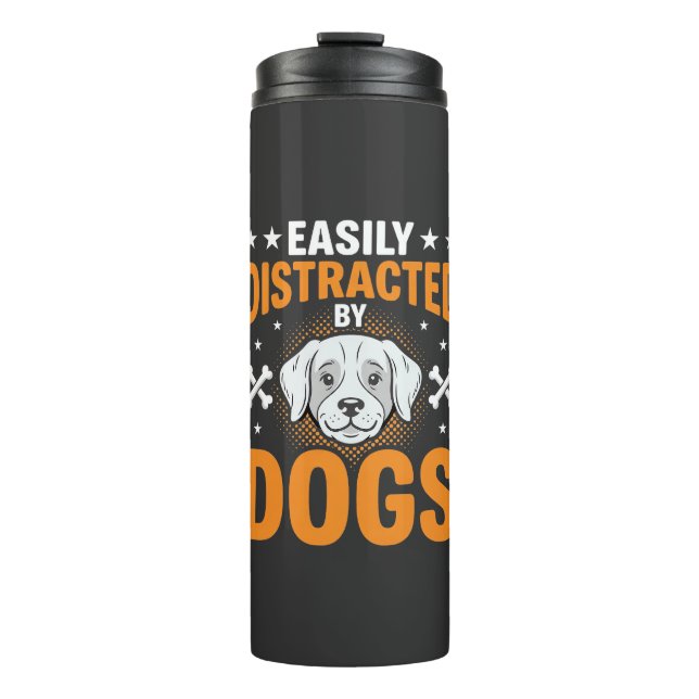 Einfach ablenkbar durch Hunde Thermosbecher (Vorderseite)
