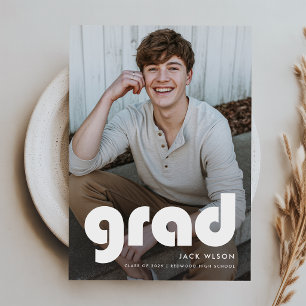Einfach Absolvent Abschlussfoto Abitur Danke Postkarte