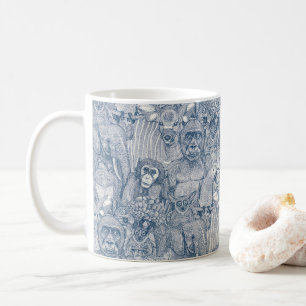 einfach afrikanische Dschungeltiere kobaltblau hal Kaffeetasse