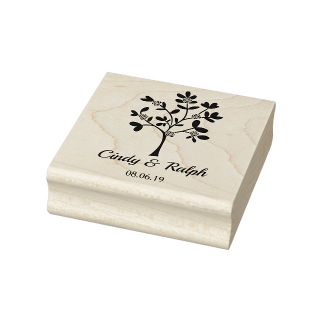 Einfach and Elegant Tree with Roses and Leaves Gummistempel (Stempel)