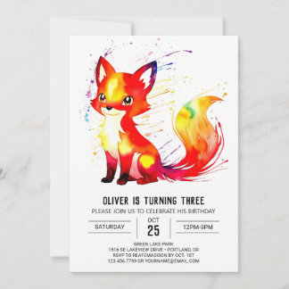 Einfach anpassbarer Fox Digital Boy Geburtstag Einladung