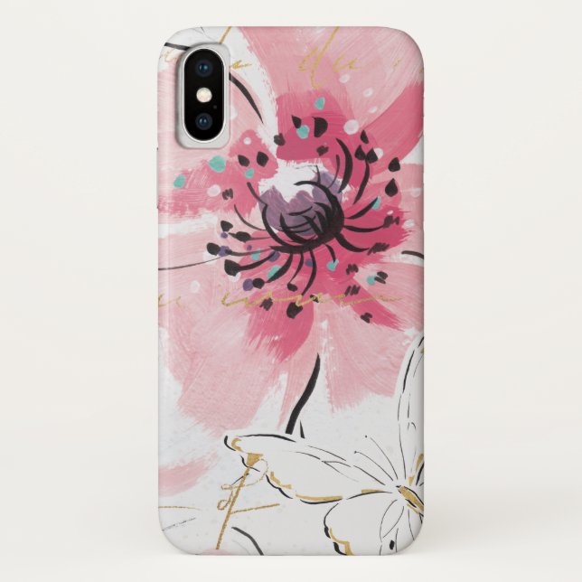 Einfach Aquarell des Rosa-| mit Blumen Case-Mate iPhone Hülle (Rückseite)