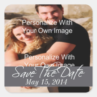 Einfach Atemberaubende Smokey Graue Save the Date  Quadratischer Aufkleber